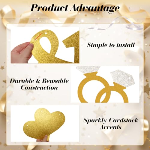 Gold Glitter MR & MRS Ring Banner Set for Weddings & Bridal Showers