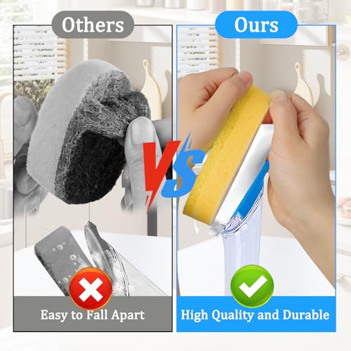 Logohu 8-Pack Dish Wand Sponge Refills Compatible with Scrub Daddy - Non-Scratch Kitchen Scrubber Heads