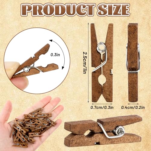 150 PCS Mini Natural Wooden Clothespins - Rustic Brown Craft Clips