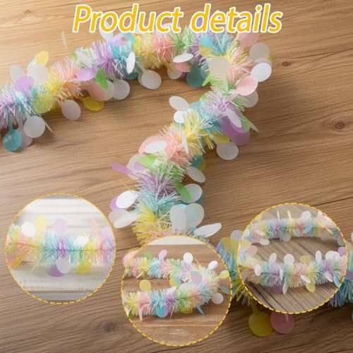 MIRJXB Easter Tinsel Garland - 18M Indoor & Outdoor Holiday Decor