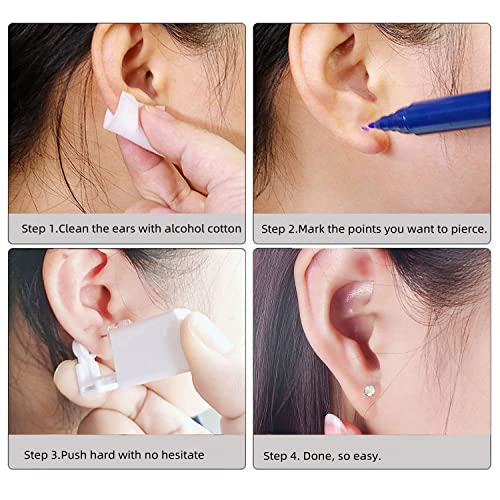 Self Ear Piercing Gun Kit 2 Pack Disposable Painless White Tool