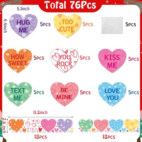 Valentine's Day Heart Cutouts Bulletin Board Set - 76 Pieces