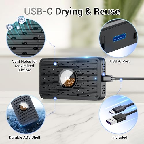 Rechargeable Portable Dehumidifier with USB-C for Storage