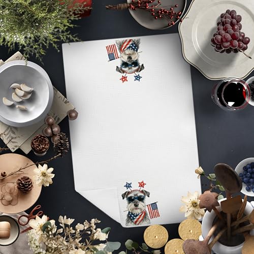 FITIE Patriotic Schnauzer Kitchen Towel - 4th of July USA Flag (Color-a6)