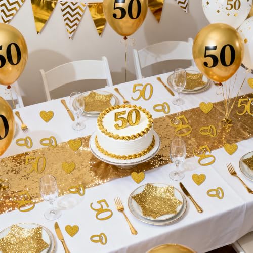 50th Anniversary Gold Confetti - 100 Pieces of Glitter Paper