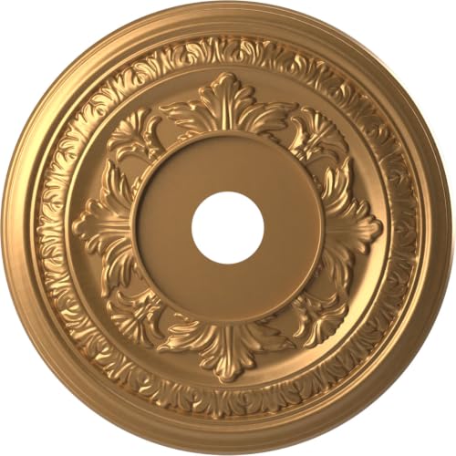 22-Inch Gold Ceiling Medallion - Thermoformed PVC, Interior & Exterior Use