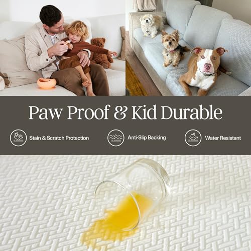 Nolan Interior Jacquard Sofa Cover - Stretchy Pet-Proof Slipcover, Jade White