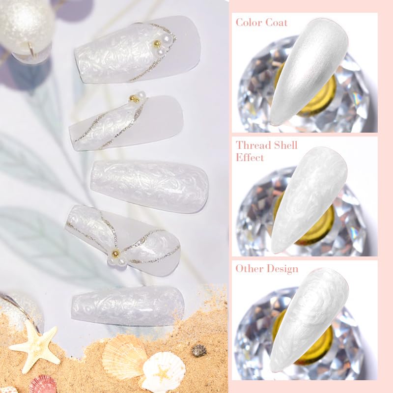 NAIL GIL Pearl Gel Nail Polish Aurora Shimmer White Mermaid Soak Off LED