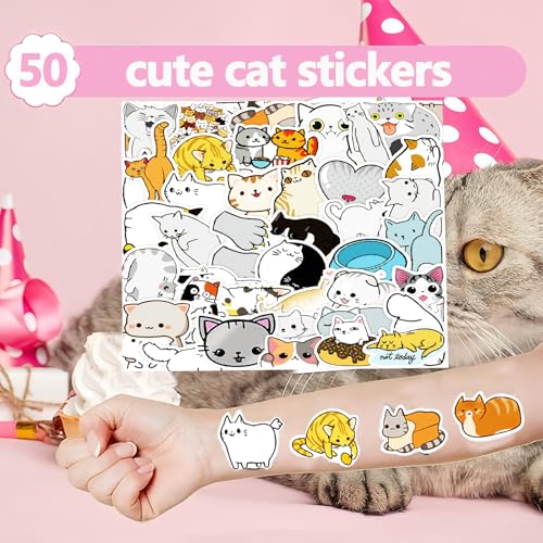 Kitten Party Favors Set - 24 Slap Bracelets & 50 Cat Stickers