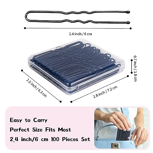 DySaLic 100PCS U Shaped Hair Pins 2.4 Inch Black Bun Pins with Storage Box