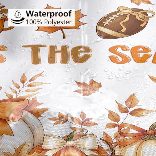 MEHOFOND Football Shower Curtain 72x72 Waterproof Fabric Autumn Bath Decor