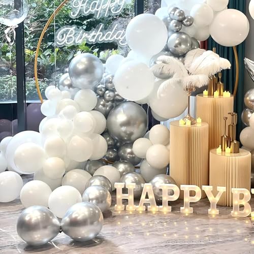 Silver Metallic Balloons 12 Inch - 100 Pack for Party Decorations - Variation: Silver