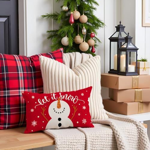 PANDICORN Christmas Pillow Cover 12x20 | Let It Snow Snowman