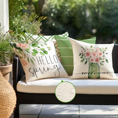 RABUSOFA Waterproof Spring Pillow Covers 18x18 Inch Set of 4