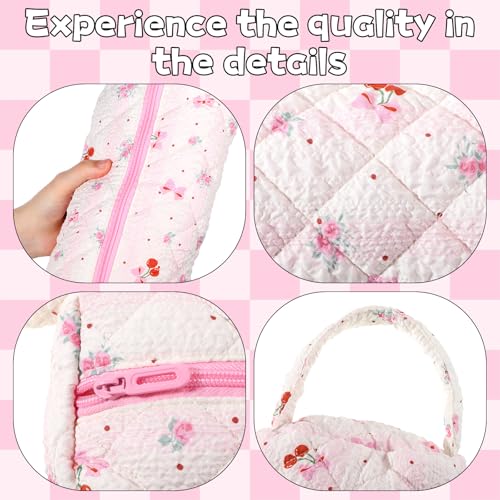 Pink Quilted Hair Tool Travel Bag for Hair Dryer and Curling Iron
