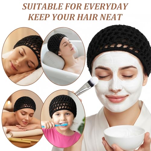 Sibba 2-Pack Stretchy Mesh Hair Wrap Caps for Curly Hair