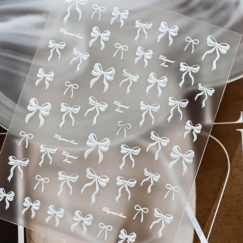 KETINIQUE White Bow Nail Stickers & Jelly Decals for Gel Nails