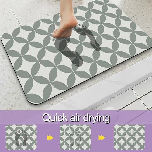 Sage Green Diatomite Bath Mat - Quick Drying & Non-Slip 17"x30"