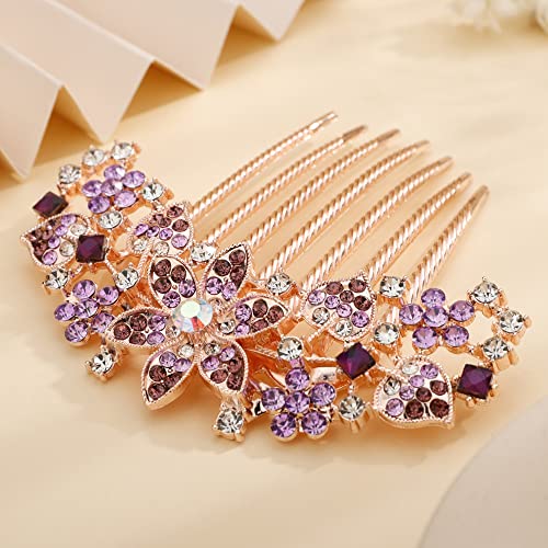 Missgrace Crystal Floral Wedding Hair Comb Rhinestone Bridal Side Comb