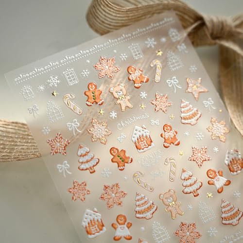 5D Embossed Christmas Nail Stickers Self-Adhesive Winter Decals