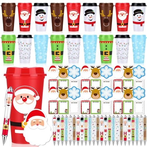 Holiday Gift Set 144 Pcs Christmas Coffee Cups, Sticky Notes & Pens — Coworkers Gifts