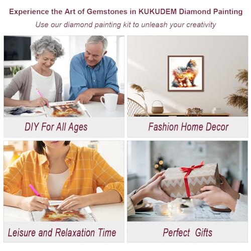KUKUDEM Cat Diamond Painting Kit - 5D DIY Craft for Home Decor
