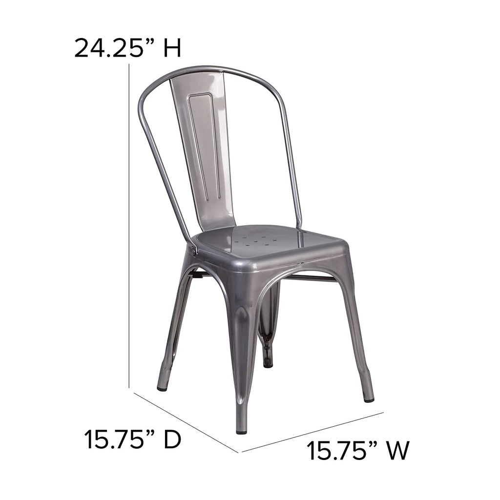 Flash Furniture Lincoln Clear Coated Metal Indoor Stackable Chair