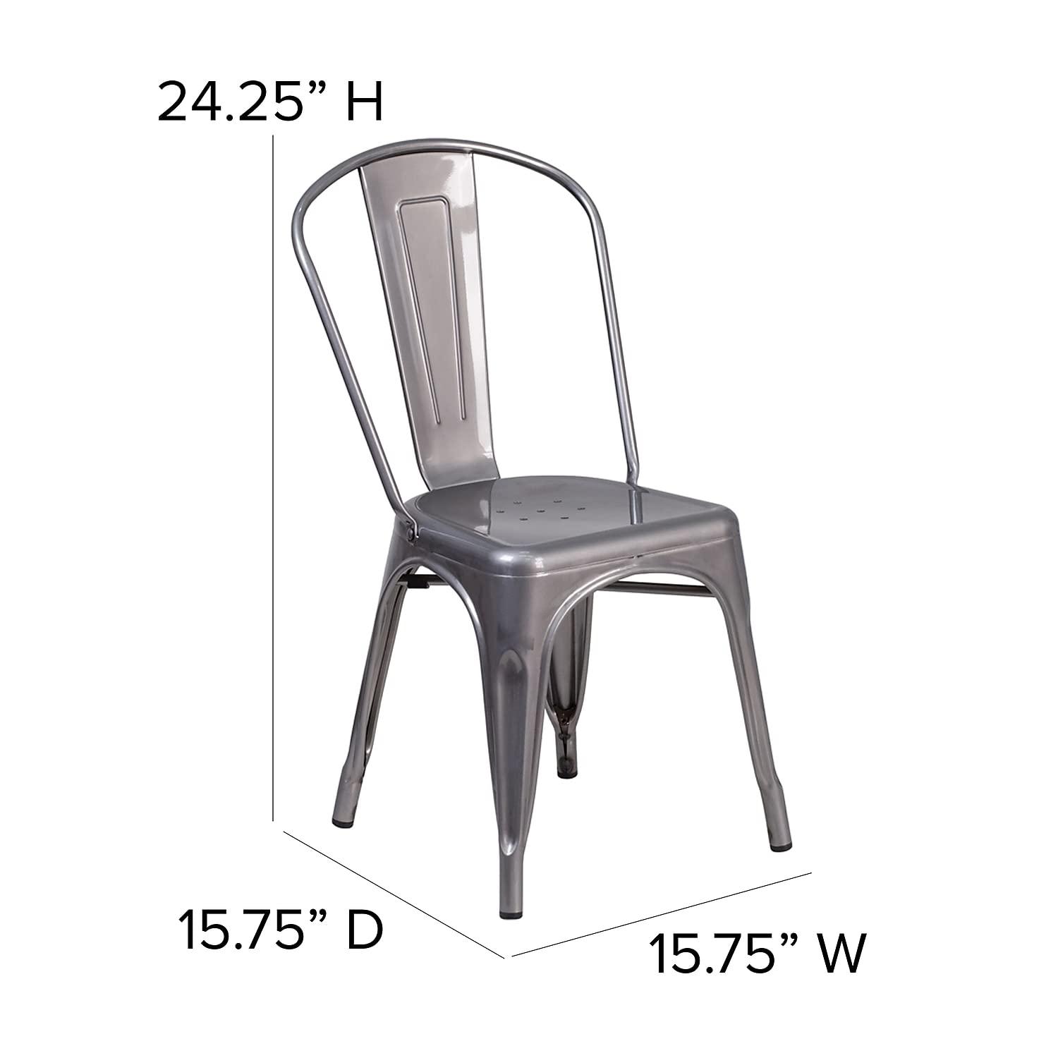 Flash Furniture Lincoln Clear Coated Metal Indoor Stackable Chair