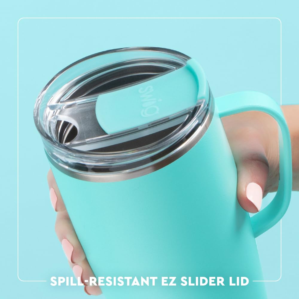 Swig Life 22oz Travel Mug, Insulated Tumbler with Handle and Lid, Travel Coffee Mug, Cup Holder Friendly, Stainless Steel 22 oz Tumbler, Reusable Insulated with Lid (Saturdays in College Station)