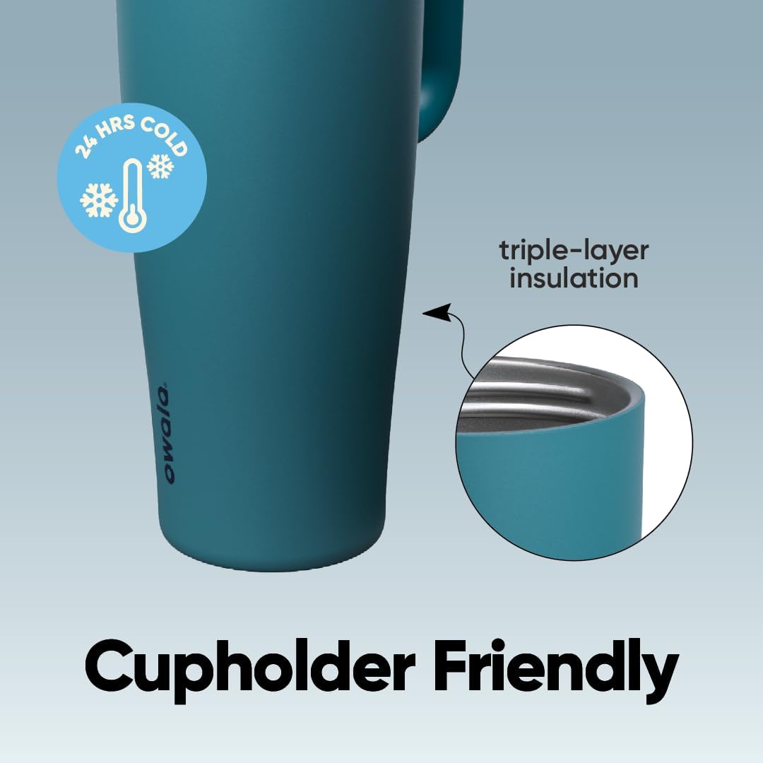 Owala FreeSip Tumbler - Insulated Stainless Steel Water Bottle with Built-In Straw & Handle | 40oz, Denim, BPA Free
