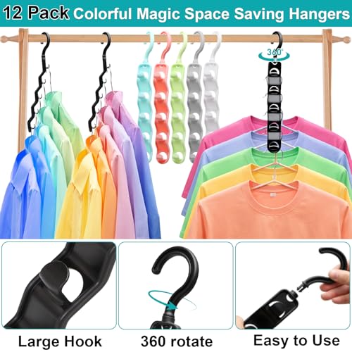 JIAYIISHU 12-Pack Multicolor Closet Organizers - Heavy-Duty Hangers