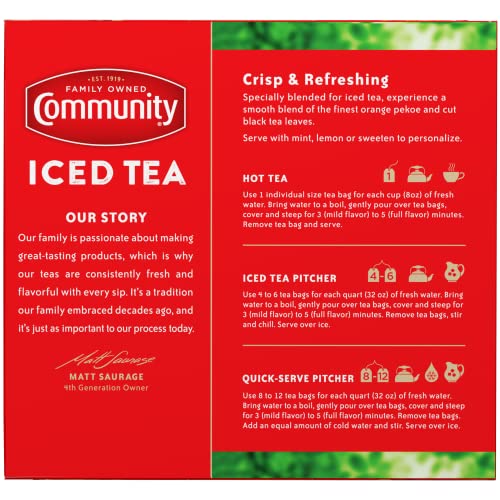 Community Coffee Porch Breeze Orange Pekoe Black Tea Bags - 100 Count (Pack of 12)