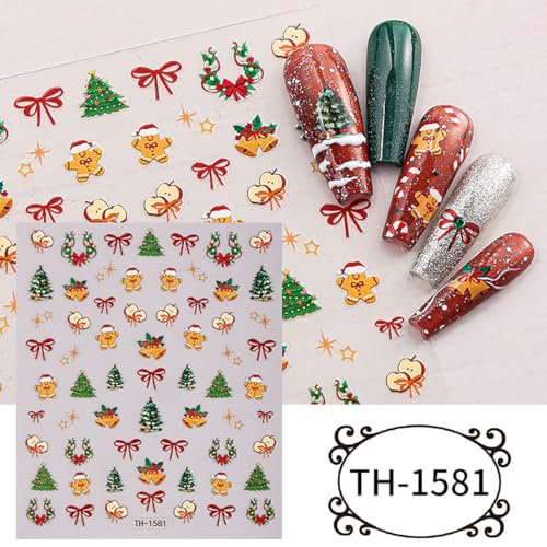 8-Pack 5D Embossed Christmas Nail Art Stickers Holiday Decals