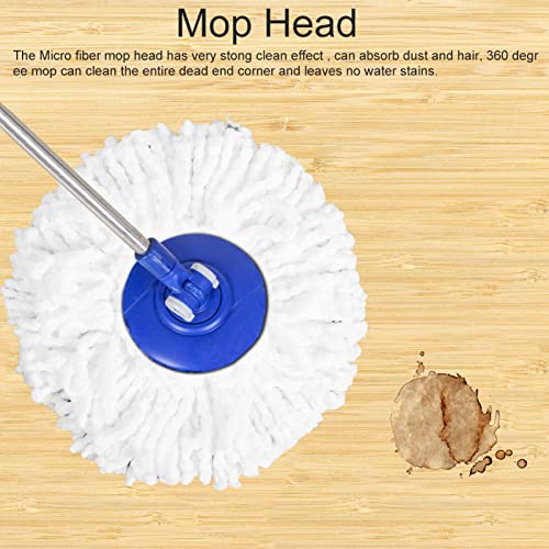 Glomora White Microfiber Spin Mop Head Replacement 360° Rotating Refill