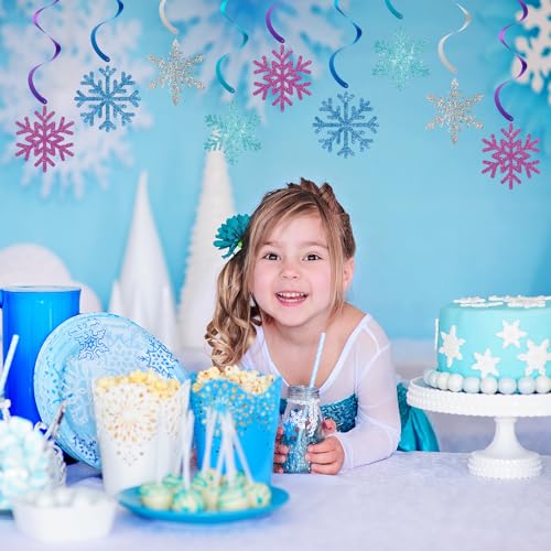 Frozen Snowflake Hanging Decorations Set - Winter Party Streamers & Ornaments