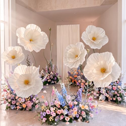 White Extra Large Christmas Poinsettia & Magnolia Flower Set - 6 Pieces