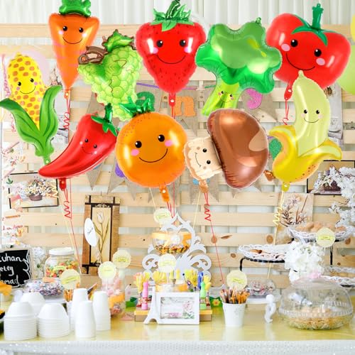 10 Pcs Fruit and Vegetable Foil Balloon Set for Party Decorations