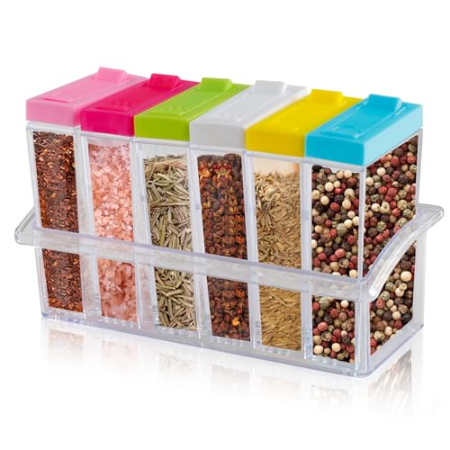 6-Piece Spice Shaker Set with Tray - Seasoning Storage Containers