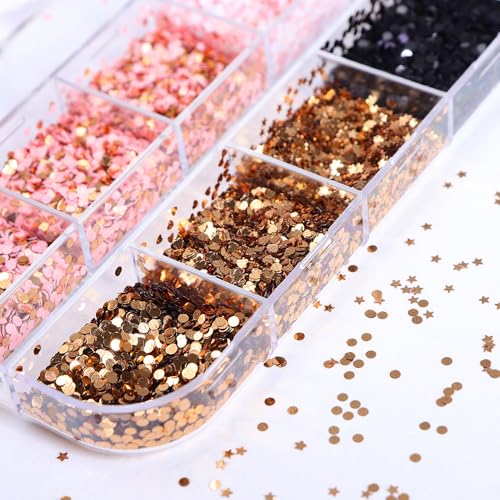 Holographic 3D Heart Nail Glitter Sequins 12-Grid Manicure Set