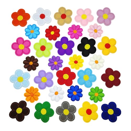 32Pcs Flower Iron on Patches Embroidered DIY Applique for Clothes Jeans