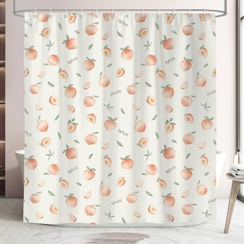 Peach Shower Curtain - Cute 72x72 Inch Waterproof Polyester