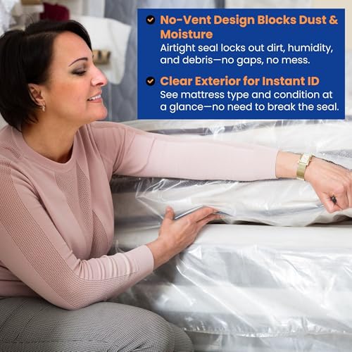 VICMORE Queen Mattress Bag for Moving & Storage - 1.5 Mil Clear Polyethylene