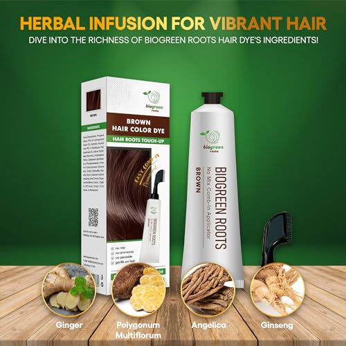 Biogreen Roots Herbal Hair Dye Brown 150ml Ammonia-Free