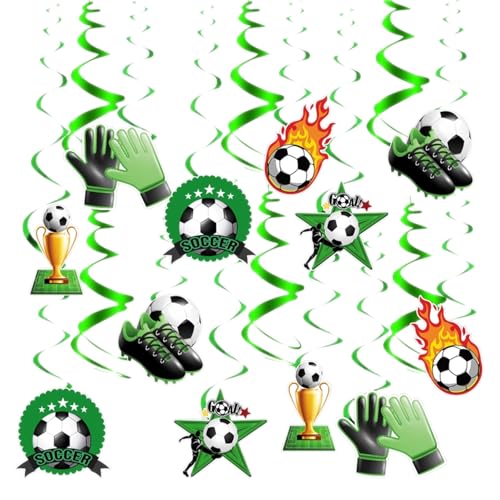 Oiuyamn 24PCS Green Soccer Party Decorations - Hanging Swirls Set
