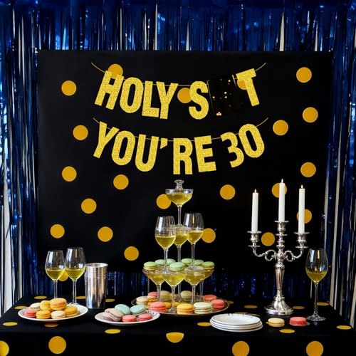 Gold Glitter 30th Birthday Banner for Men & Women - Party Decor