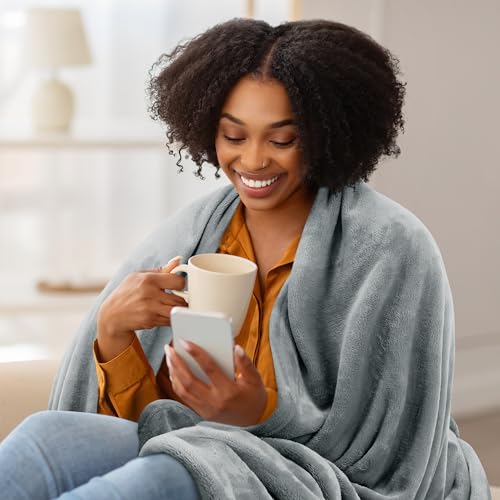 Utopia Bedding Soft Fleece Blanket Full Size Ash Grey 90x84
