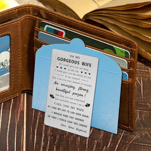 Engraved Stainless Steel Wallet Card Insert - Romantic Gift for Wife from Husband