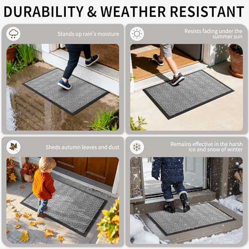Yimobra Heavy Duty Outdoor Front Door Mat, 29.5x17 Inch Y-Patterned Grey