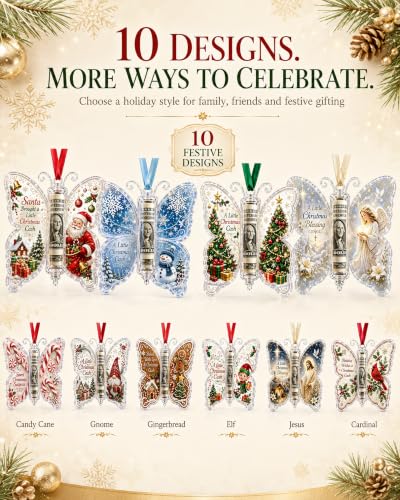 Christmas Cash Gift Holder Butterfly Money Ornament - Snowman Variation