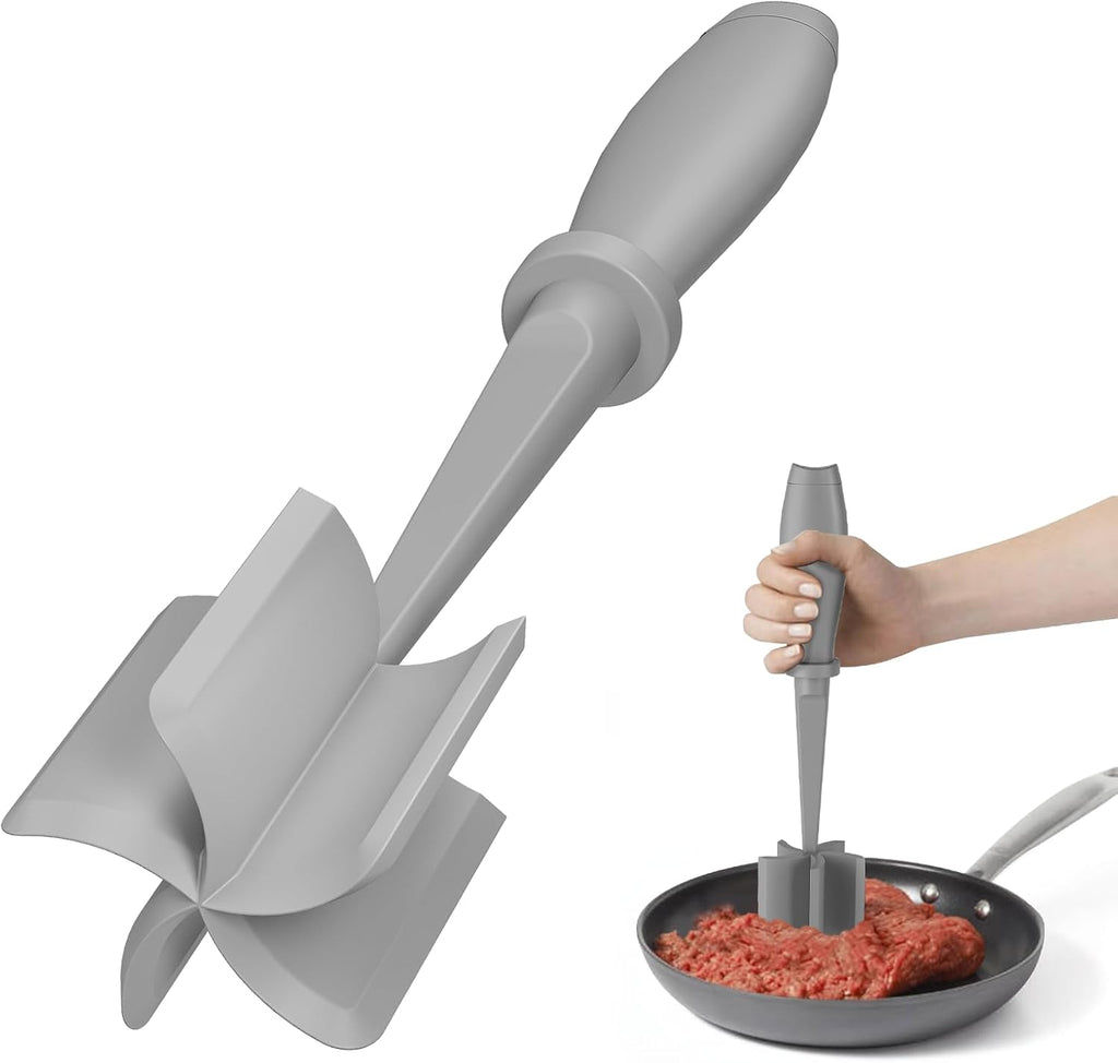 Meat Chopper by Premium | Heat Resistant Hamburger Grinder & Smasher for Ground Beef - Grey